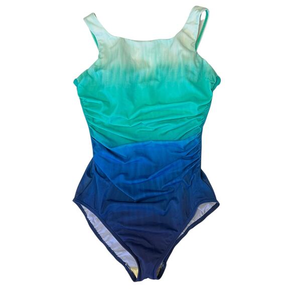 Talbots Miraclesuit Regatta Wise Dye One Piece Swimsuit Firm Control Size 12 - Picture 4 of 13